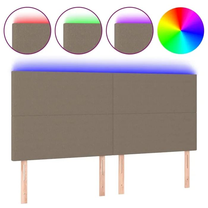 vidaXL Cabecero con luces LED tela gris taupe 160x5x118/128 cm (4)