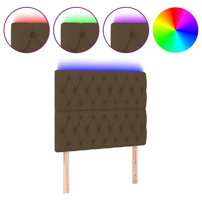 vidaXL Cabecero con luces LED tela marrón oscuro 100x7x118/128 cm