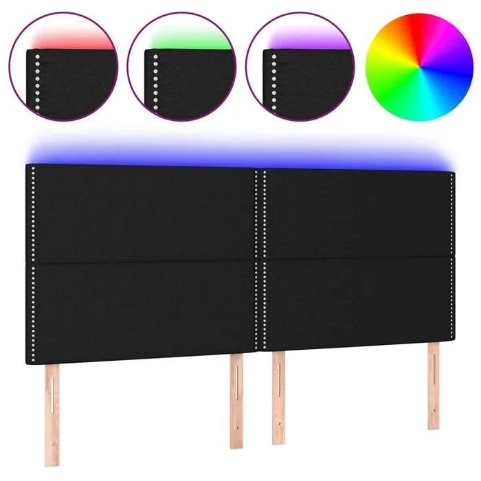 vidaXL Cabecero con luces LED tela negro 160x5x118/128 cm