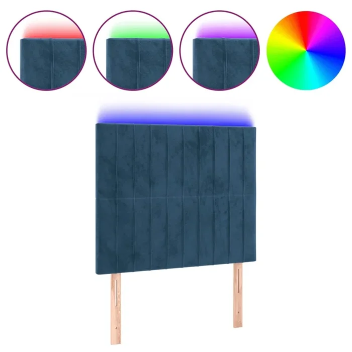 vidaXL Cabecero con luces LED terciopelo azul oscuro 100x5x118/128 cm (5)