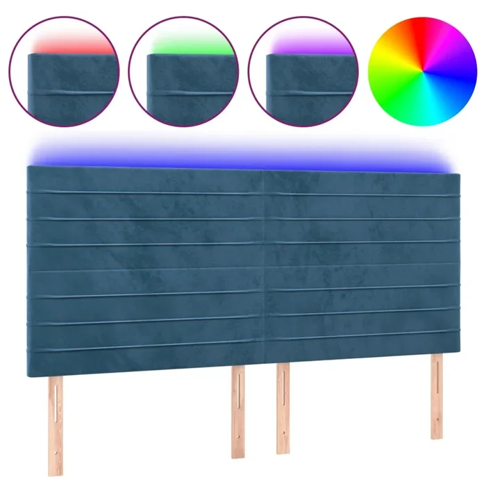 vidaXL Cabecero con luces LED terciopelo azul oscuro 160x5x118/128 cm (2)