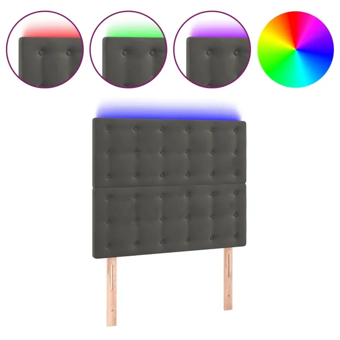 vidaXL Cabecero con luces LED terciopelo gris oscuro 80x5x118/128 cm (3)