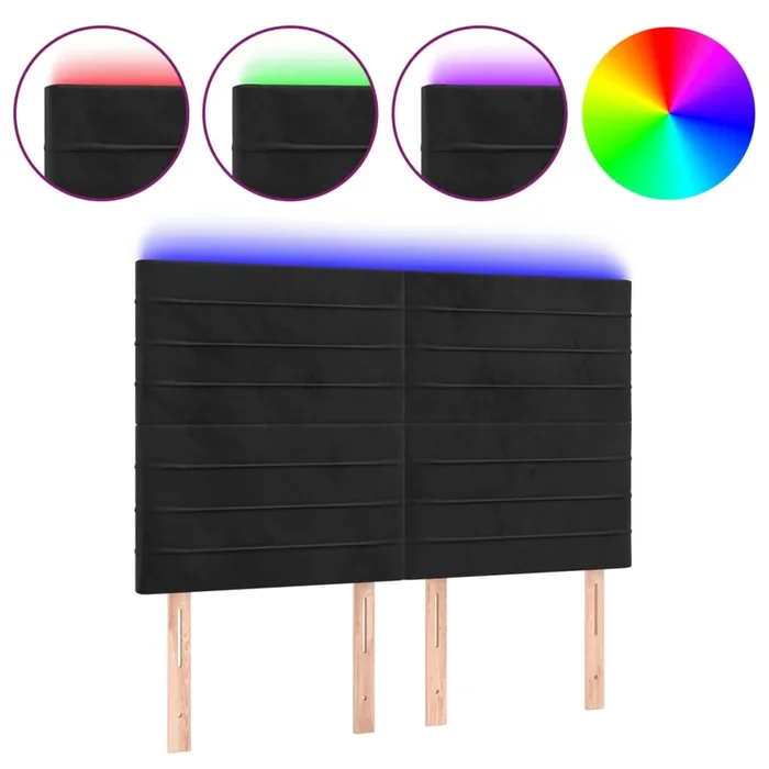vidaXL Cabecero con luces LED terciopelo negro 144x5x118/128 cm (2)