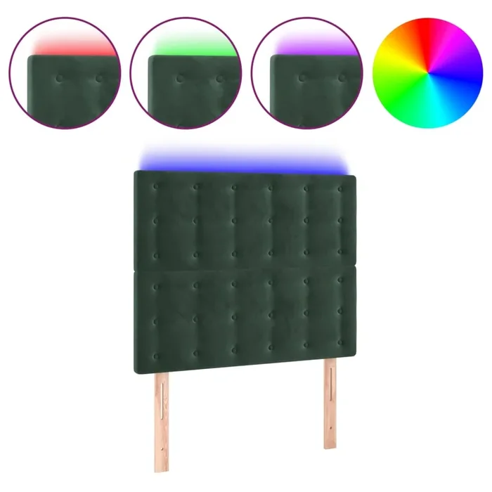vidaXL Cabecero con luces LED terciopelo verde oscuro 90x5x118/128 cm (6)