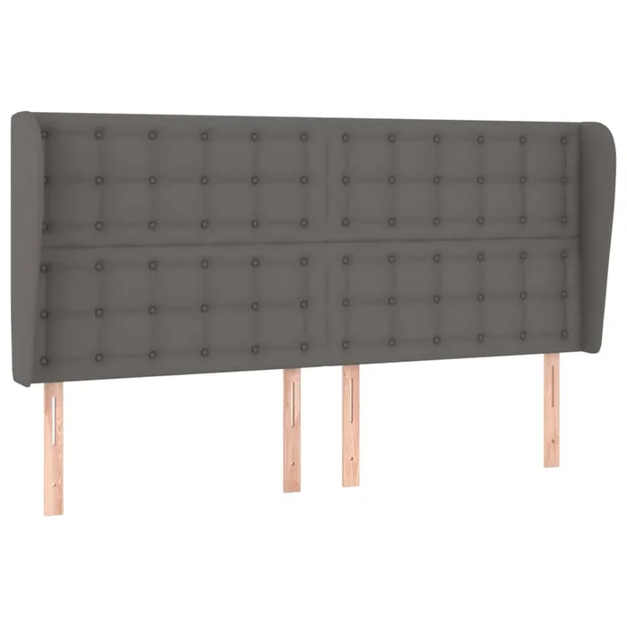 vidaXL Cabecero con orejas cuero sintético gris 183x23x118/128cm (3)
