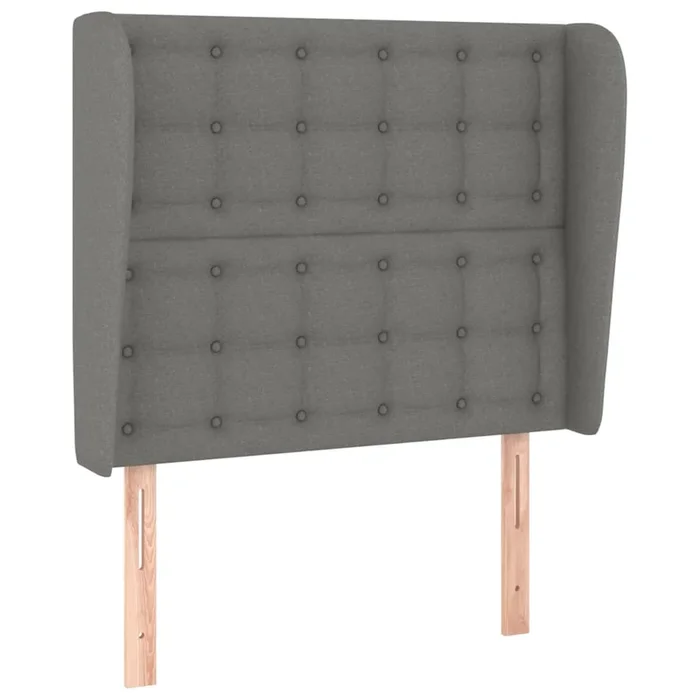 vidaXL Cabecero con orejas de tela gris oscuro 93x23x118/128 cm (5)