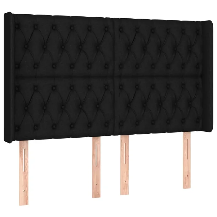 vidaXL Cabecero con orejas de tela negro 163x16x118/128 cm (4)