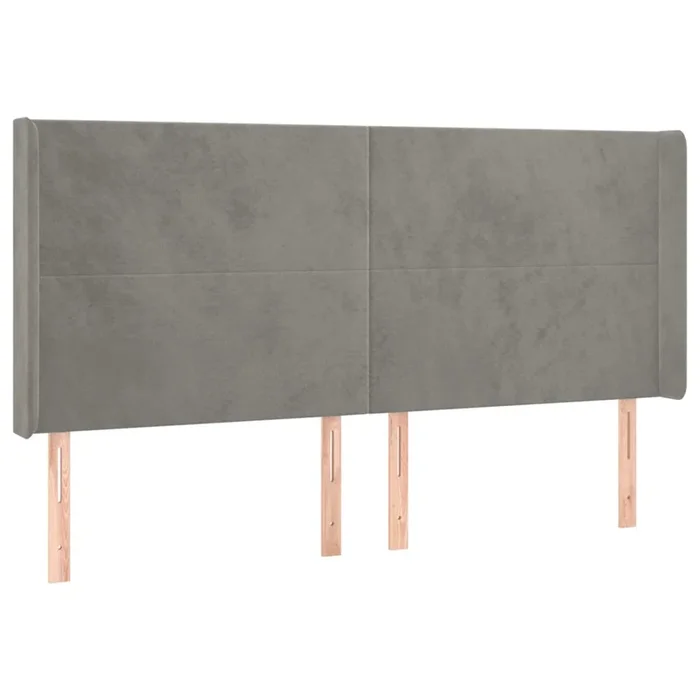 vidaXL Cabecero con orejas de terciopelo gris claro 183x16x118/128 cm (6)
