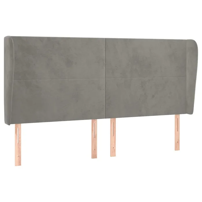 vidaXL Cabecero con orejas de terciopelo gris claro 183x23x118/128 cm (3)