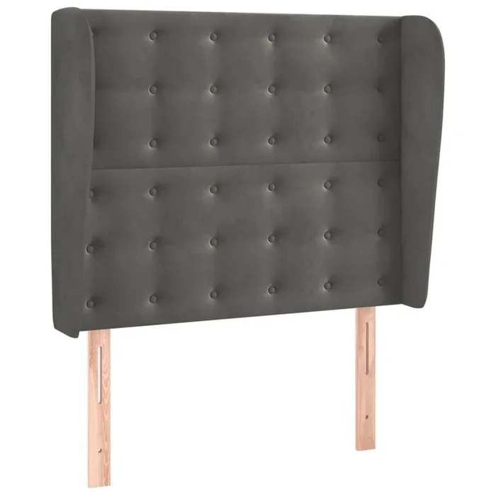 vidaXL Cabecero con orejas de terciopelo gris oscuro 93x23x118/128 cm (7)