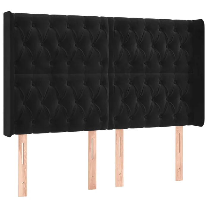 vidaXL Cabecero con orejas de terciopelo negro 147x16x118/128 cm (4)