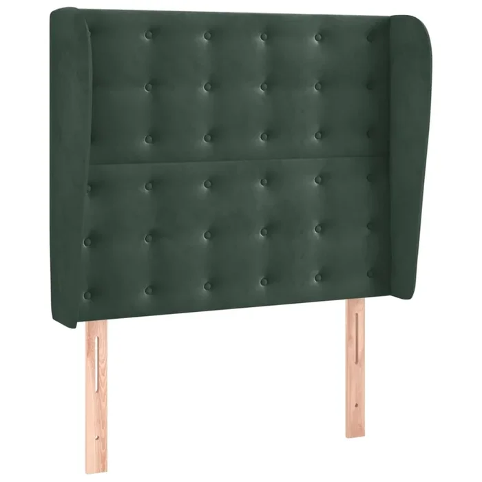 vidaXL Cabecero con orejas de terciopelo verde oscuro 103x23x118/128cm (7)
