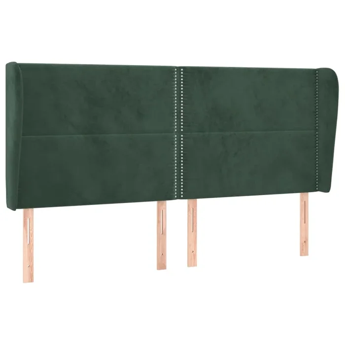 vidaXL Cabecero con orejas de terciopelo verde oscuro 203x23x118/128cm (2)
