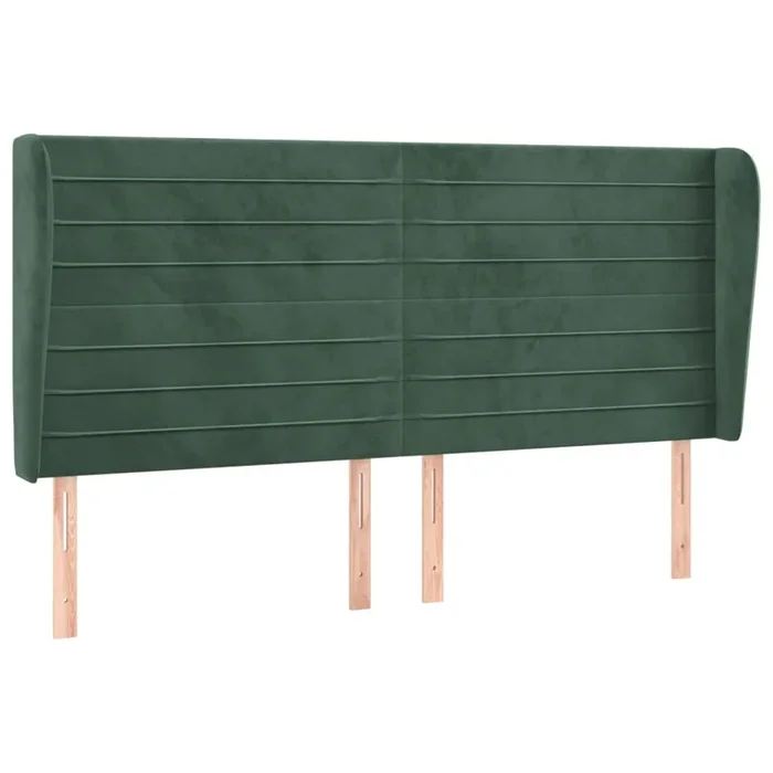 vidaXL Cabecero con orejas de terciopelo verde oscuro 203x23x118/128cm (4)