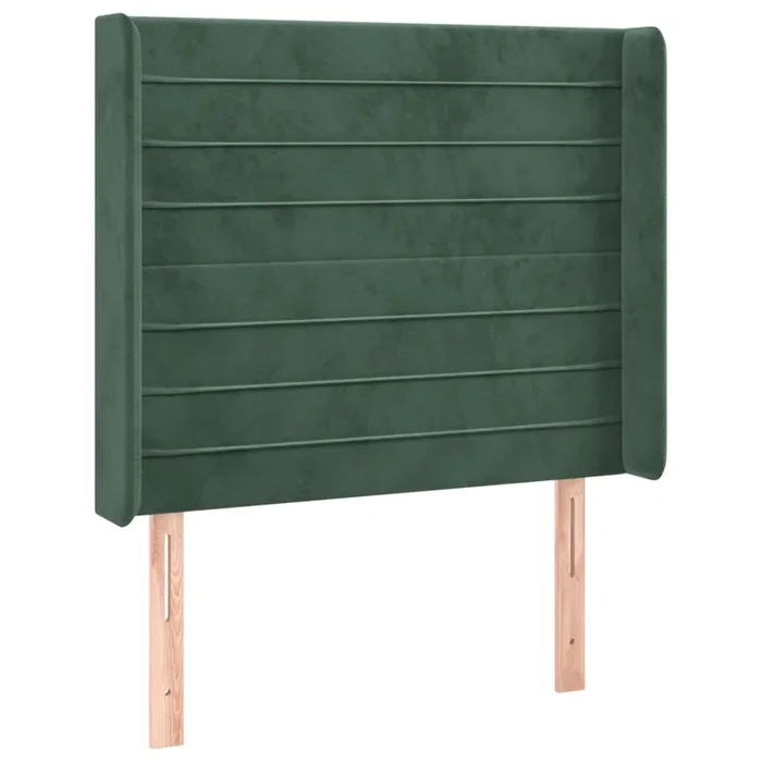 vidaXL Cabecero con orejas de terciopelo verde oscuro 93x16x118/128 cm (2)