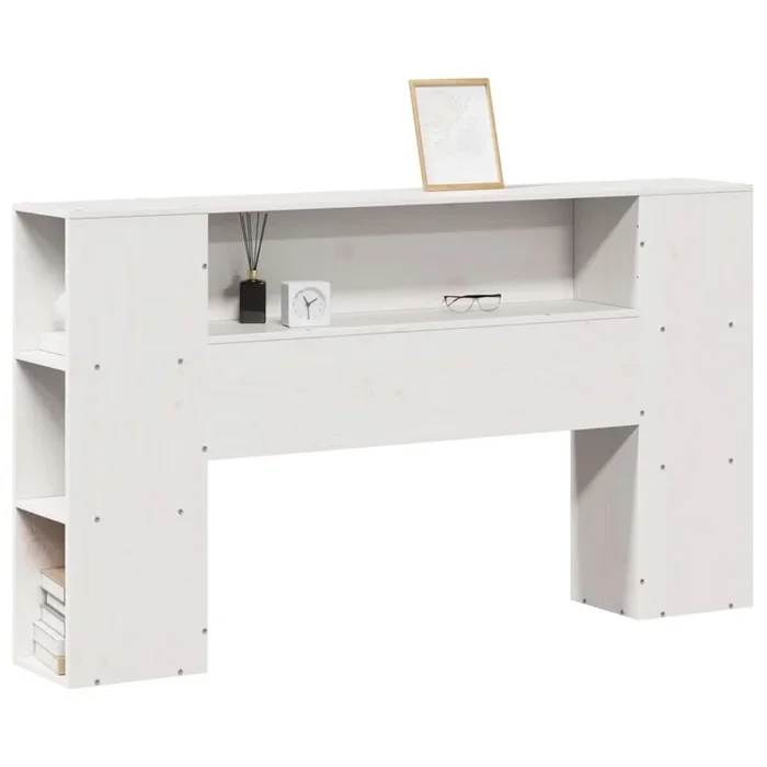 vidaXL Cabecero de cama almacenaje madera maciza pino blanco 135 cm (2)