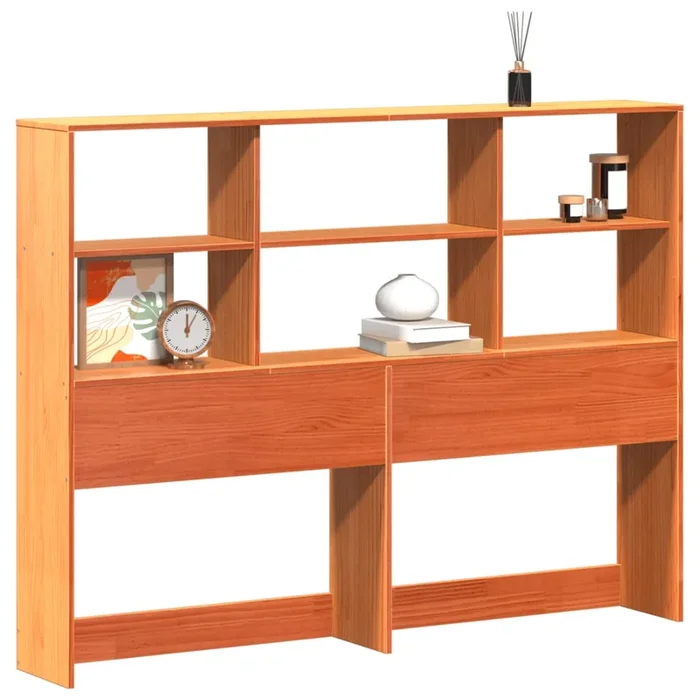vidaXL Cabecero de cama almacenaje madera maciza pino marrón 120 cm (3)