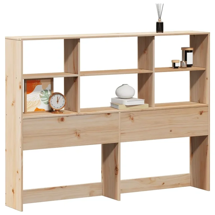 vidaXL Cabecero de cama con almacenaje madera maciza de pino 140 cm (3)