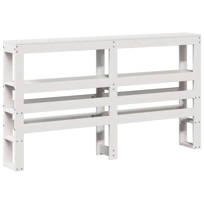 vidaXL Cabecero de cama con estantes madera maciza pino blanco 160 cm (2)