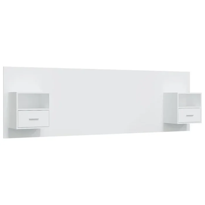 vidaXL Cabecero de cama con mesitas madera contrachapada blanco (8)