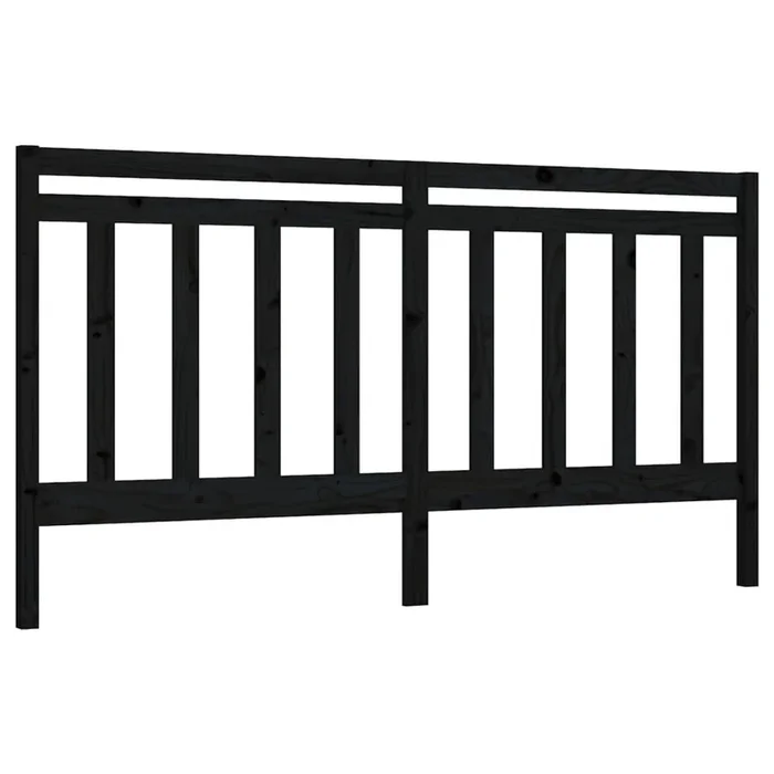 vidaXL Cabecero de cama madera maciza de pino negro 206x4x100 cm (3)