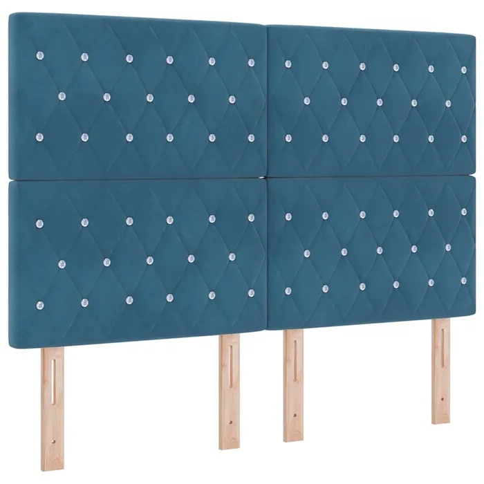 vidaXL Cabecero de Terciopelo Argyle Azul Oscuro 144 cm Terciopelo