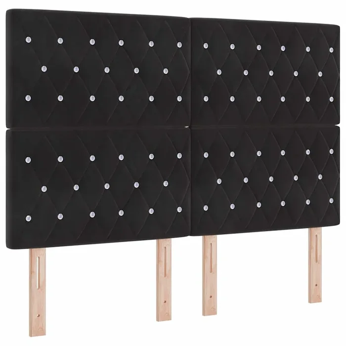 vidaXL Cabecero de Terciopelo Argyle Manual Negro 160 cm Terciopelo (2)