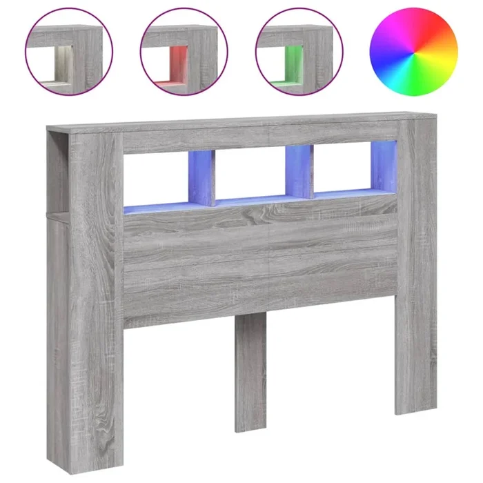 vidaXL Cabecero LED madera ingeniería gris Sonoma 140×18,5×103,5 cm