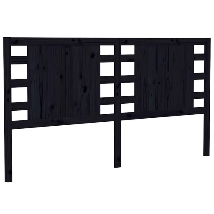 vidaXL Cabecero madera maciza de pino negro 206x4x100 cm (2)