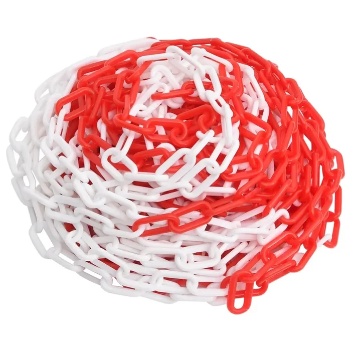 vidaXL Cadenas de advertencia plástico rojo y blanco 30 m Ø8 mm