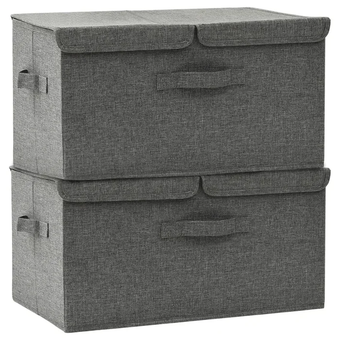 vidaXL Cajas de almacenaje 2 unidades tela gris antracita 50x30x25 cm