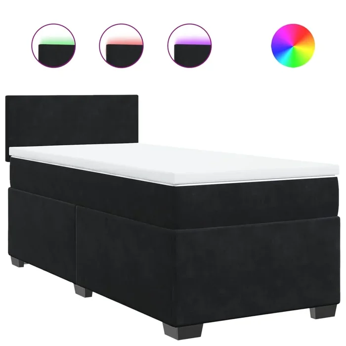 vidaXL Cama box spring con colchón terciopelo negro 80×200 cm (38)