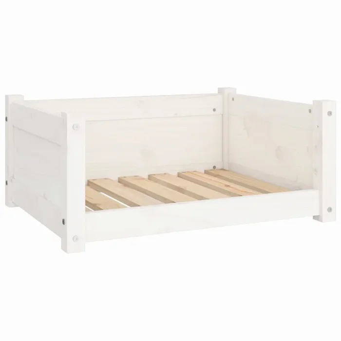 vidaXL Cama para perros blanca 65,5×50,5×28 cm madera maciza de pino