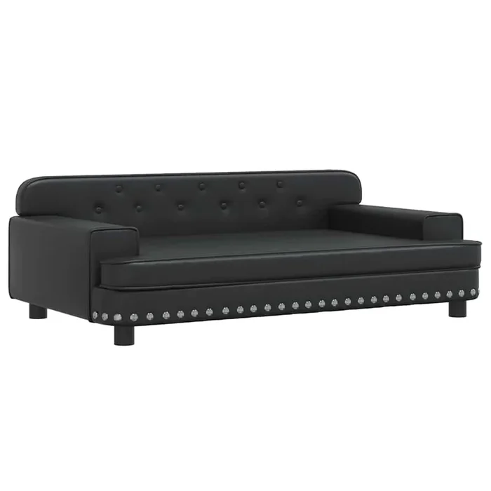 vidaXL Cama para perros de cuero sintético negra 90x53x30 cm (2)