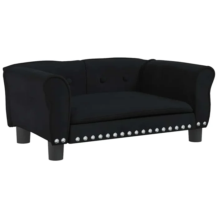 vidaXL Cama para perros de terciopelo negra 70x45x30 cm (2)