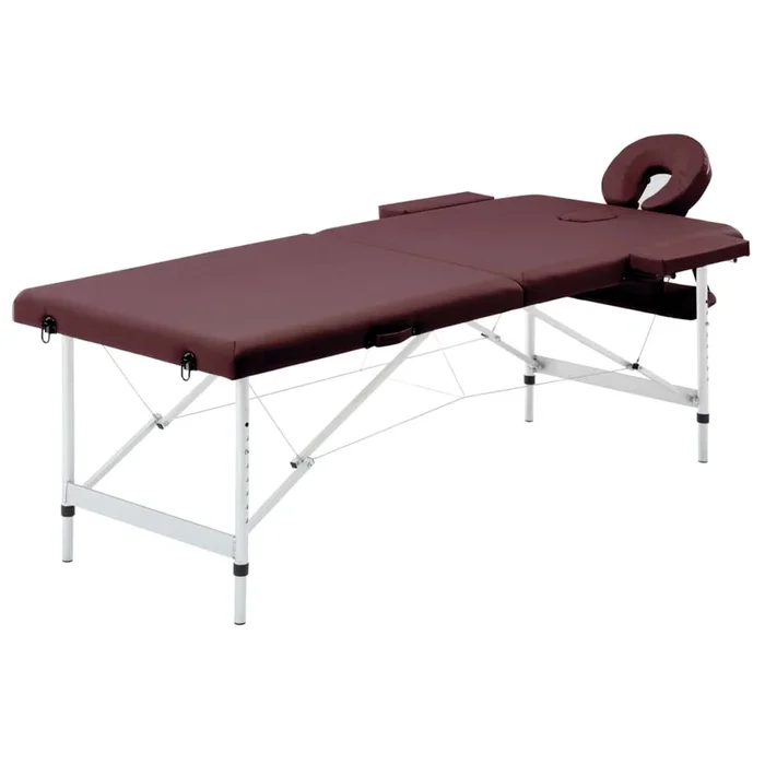 vidaXL Camilla de masaje plegable 2 zonas aluminio morado (2)
