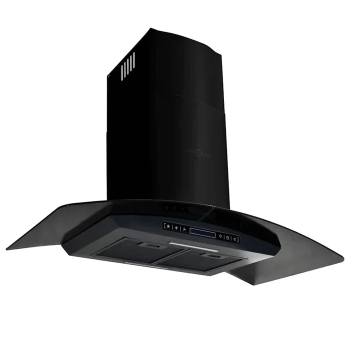 vidaXL Campana extractora pared 90 cm acero inoxidable 756 m³/h negro