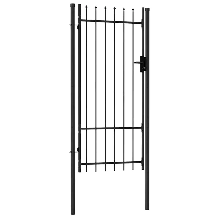 vidaXL Cancela de valla con una puerta y puntas acero negro 1×2 m