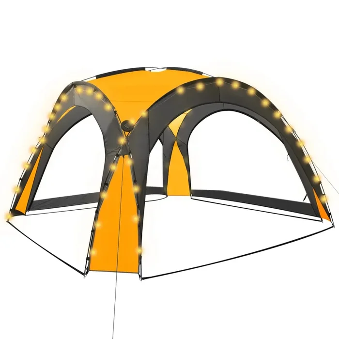 vidaXL Carpa de fiesta con LED 4 paredes laterales verde 3,6×3,6×2,3 m