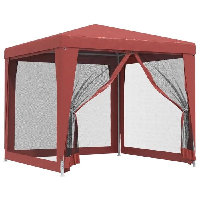 vidaXL Carpa para fiestas con 4 paredes de malla HDPE rojo 2,5×2,5 m