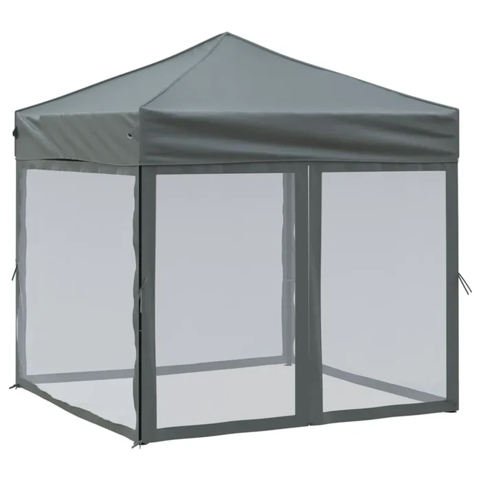 vidaXL Carpa para fiestas plegable con paredes gris antracita 2×2 m