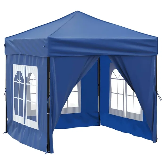 vidaXL Carpa para fiestas plegable con paredes laterales azul 2×2 m (2)