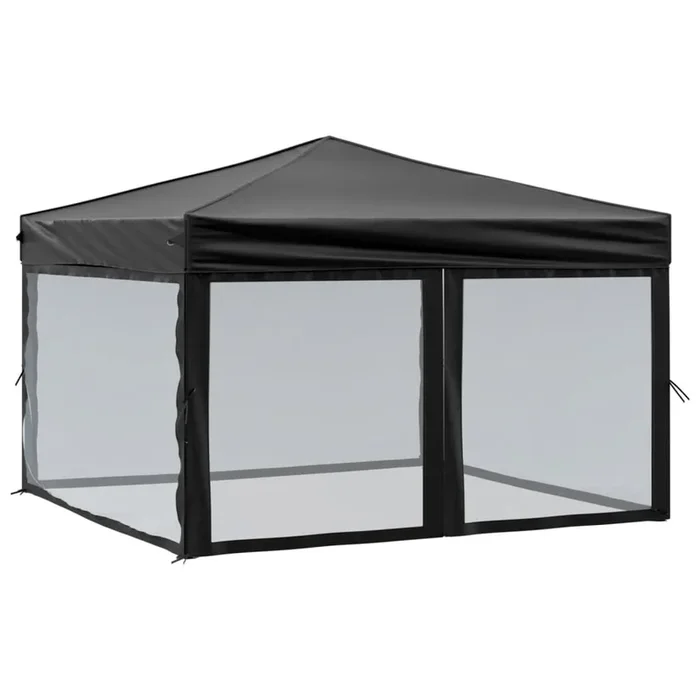 vidaXL Carpa para fiestas plegable con paredes laterales negra 3×3 m