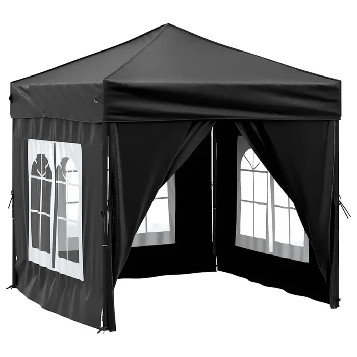 vidaXL Carpa para fiestas plegable con paredes laterales negro 2×2 m (2)