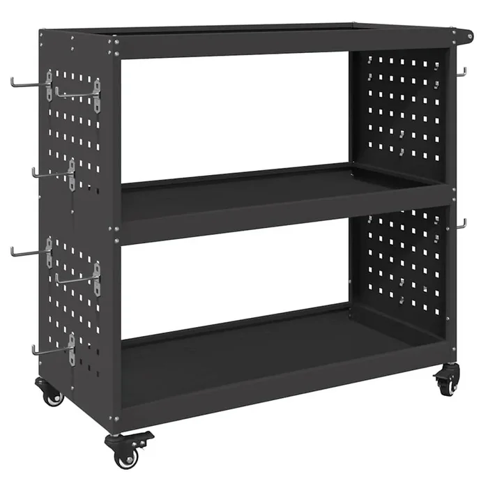 vidaXL Carro de herramientas con estante Manual Negro 75 x 35 x 73 cm