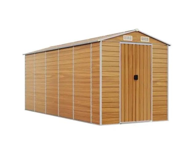 vidaXL caseta de jardín acero galvanizado marrón claro 191x470x198 cm | Brico Depôt Di Marca