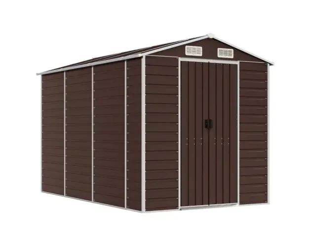 vidaXL caseta de jardín marrón 191x300x198 cm acero galvanizado | Brico Depôt Popolare