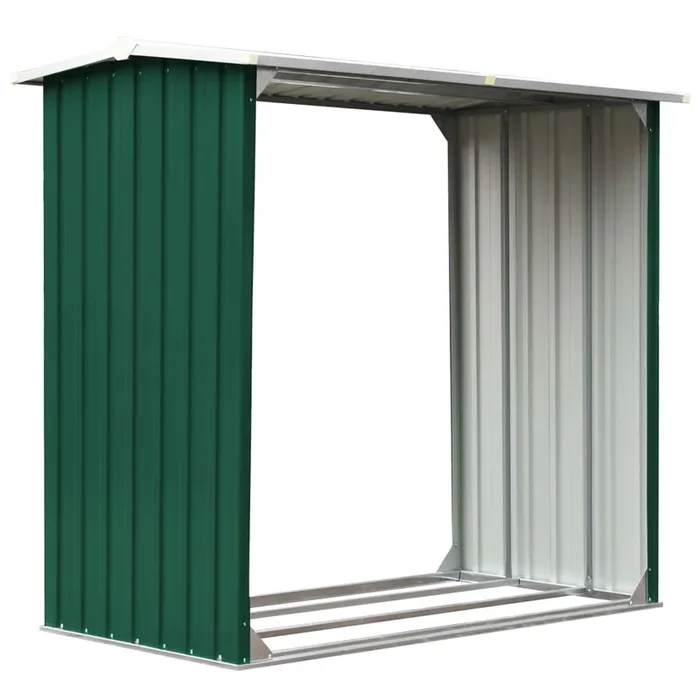 vidaXL Caseta de jardín para leña acero galvanizado verde 172x91x154cm