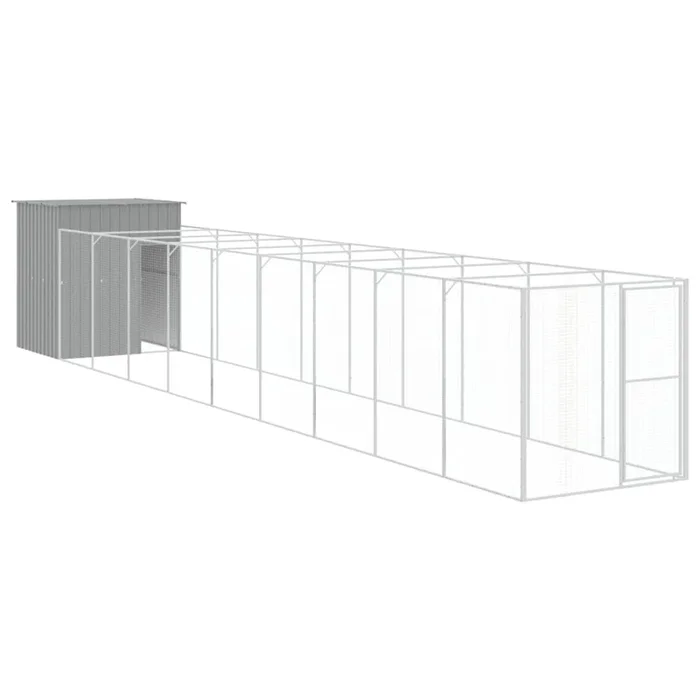 vidaXL Caseta perro corral acero galvanizado gris claro 165x1067x181cm