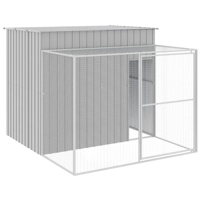 vidaXL Caseta perros corral acero galvanizado gris claro 214x253x181cm (2)